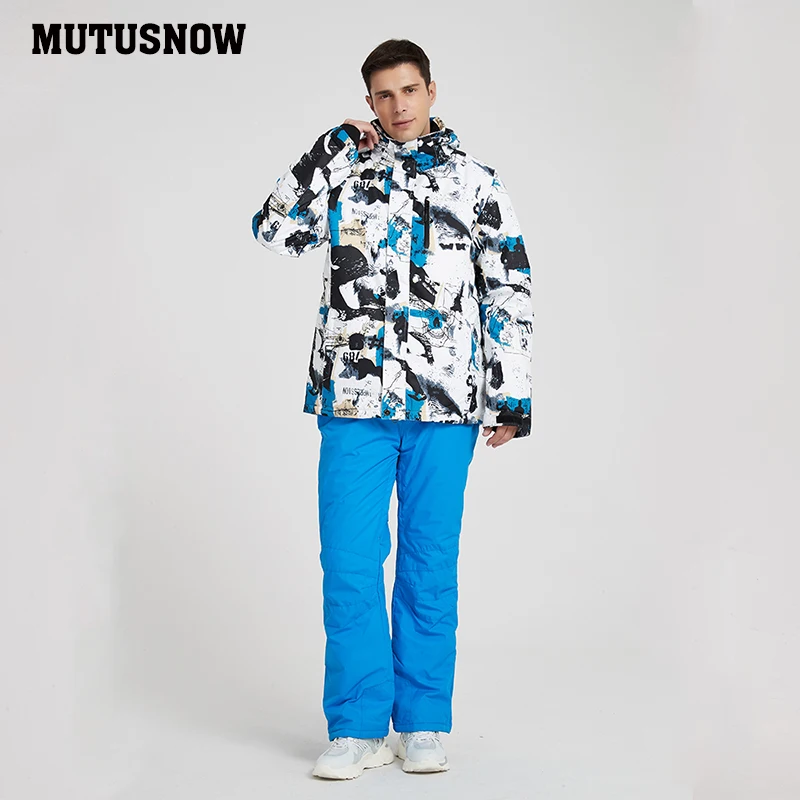 MUTUSNOW, новинка, уличный лыжный костюм для мужчин, ветрозащитный, водонепроницаемый, Термальный, комплект для сноуборда, зимние мужские лыжные куртки, бренды и брюки, одежда для лыж