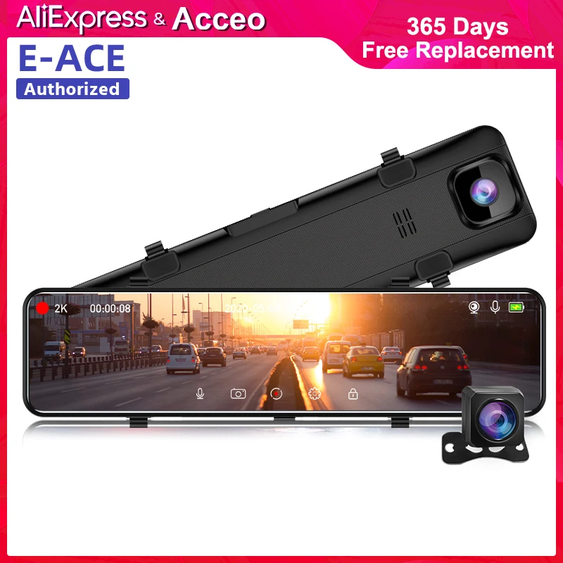 ACCEO 2 5 K Автомобильный видеорегистратор зеркало GPS 12 ''поток медиа Dashcam двойной
