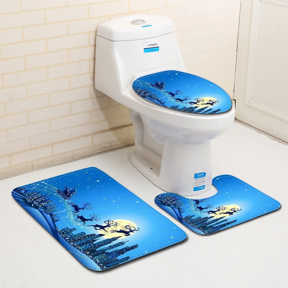 Набор из 3 предметов накидка на сиденье унитаза коврик для ванной комнаты