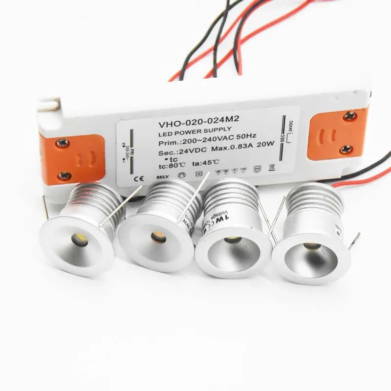 

IP65 Dimmable 1W LED Mini Spotlight 25mm RGB Lighting DC12V + IP67 Power Supply + Remote Control Home Kitchen Ceiling Light