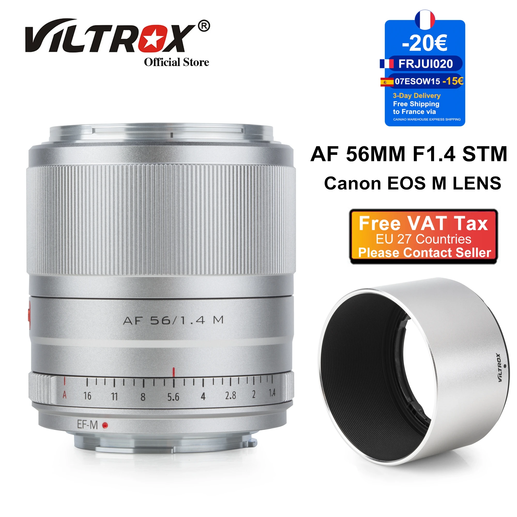 

Viltrox 56mm F1.4 EF-M Auto Focus Portrait Large Aperture Lens APS-C for Canon EOS M Mount Cameras Lens M5 M10 M100 M200 M50 M6