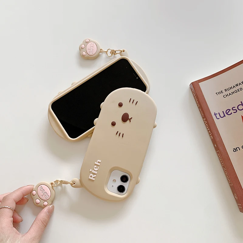 

Rich Cat Phone Cases For IPhone 11 12 Pro Max XR XS X 7 8 Plus Case fWith Ornaments Relax Silicone Phone Case
