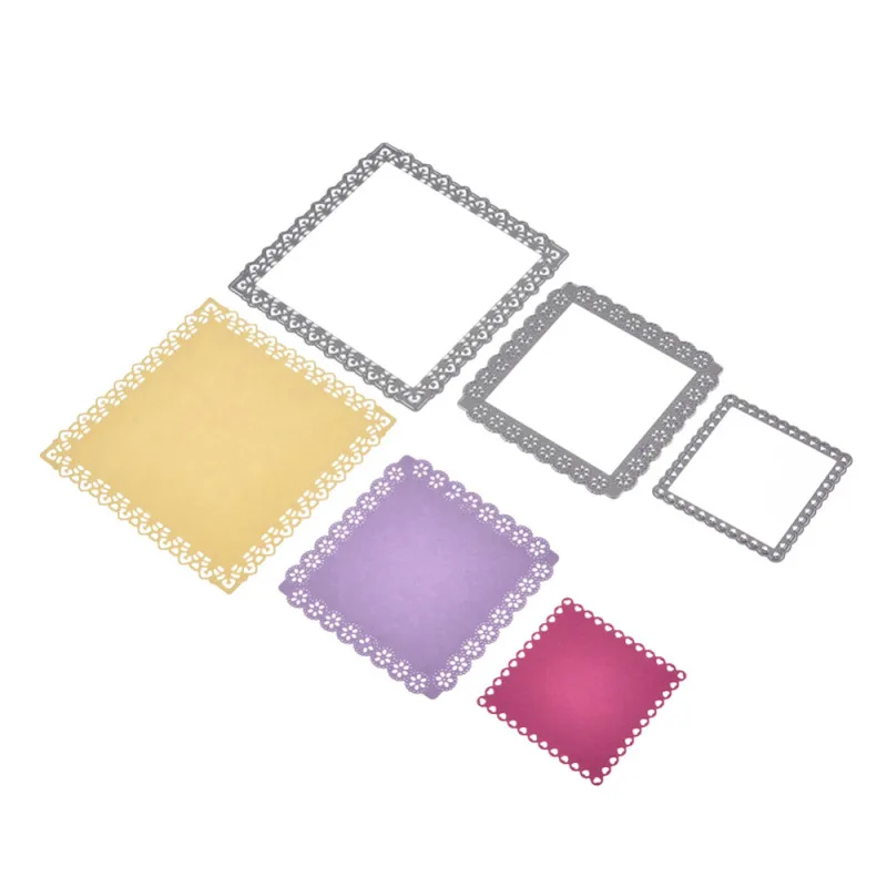 Металлические пресс формы в квадратной рамке кружевной фон вырезанные штампы