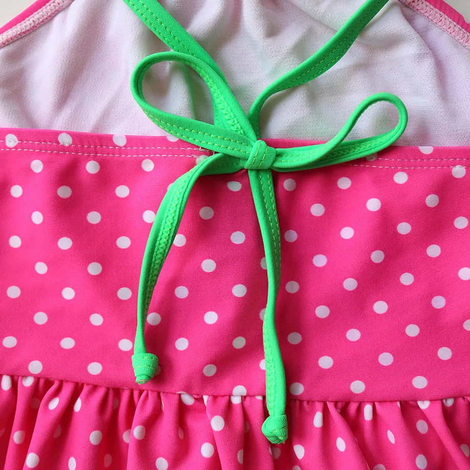 3-12 Years Swimsuit Girls Kids Bandage Girl Bikini Set Polka Dot Two Piece Children's Swimwear Crop Top Young Bathing Suit | Спорт и