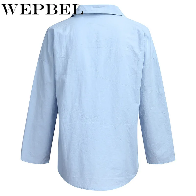 

Mandylandy Women Spring Summer Cotton Linen Shirt Top Lady Elegant Loose Long Sleeve Lapel Collar Single Breated Blouse T-shirt