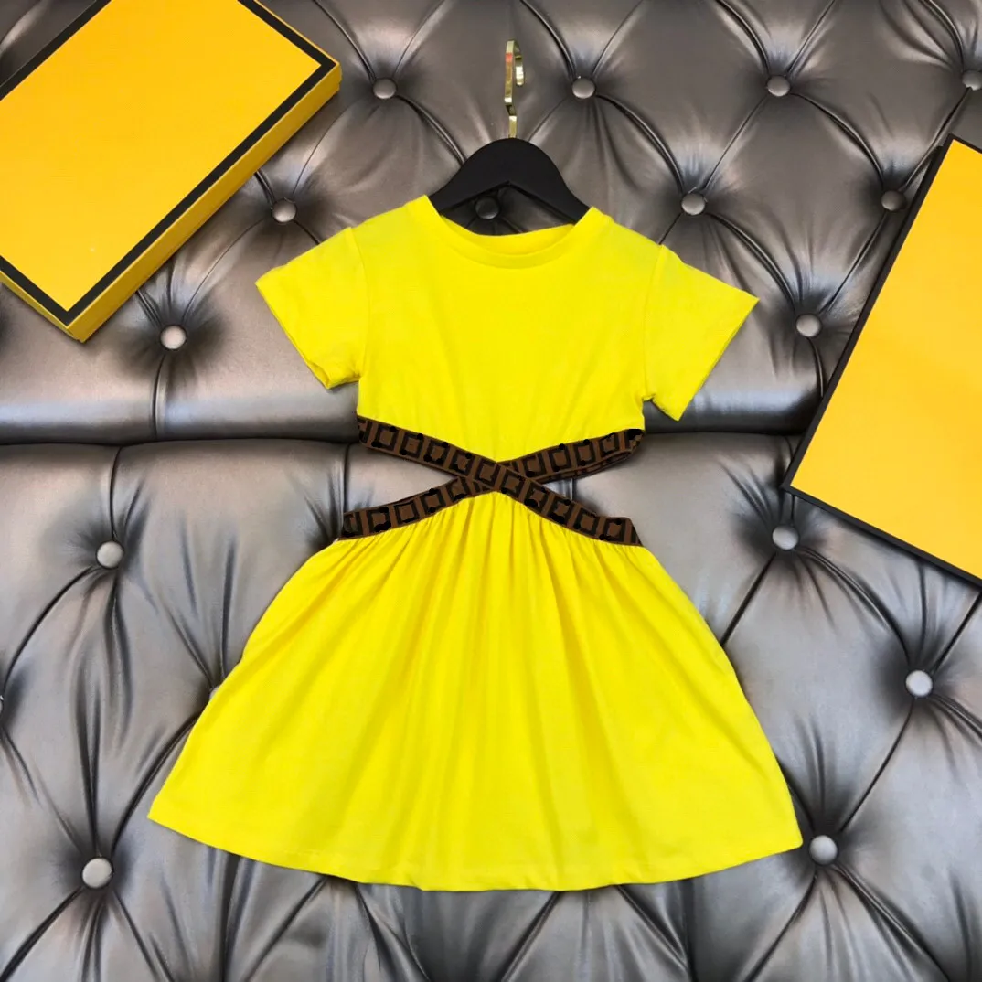 

2021Summer Yellow Girls Dress For Kids Clothing Outwear Brand Boutique 2T-14T