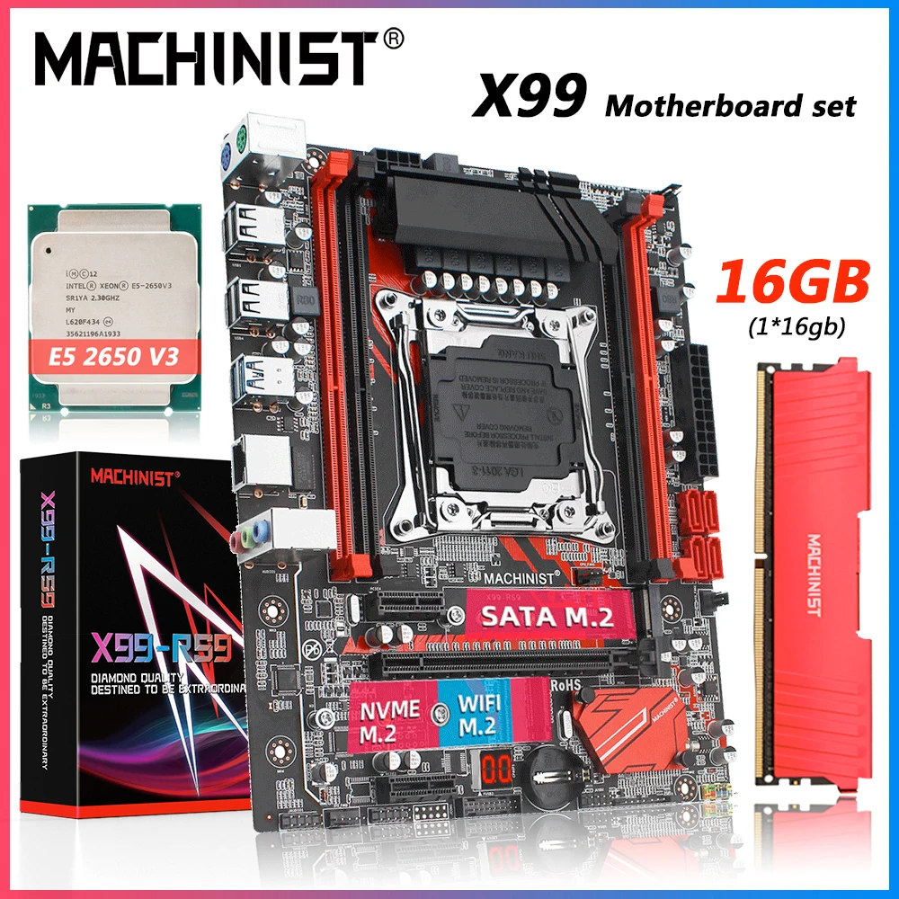 

Комплект материнской платы Machinsit X99 с процессором Xeon E5 2650 V3 16 Гб DDR4 2133 ECC память LGA 2011-3 четырехканальный процессор