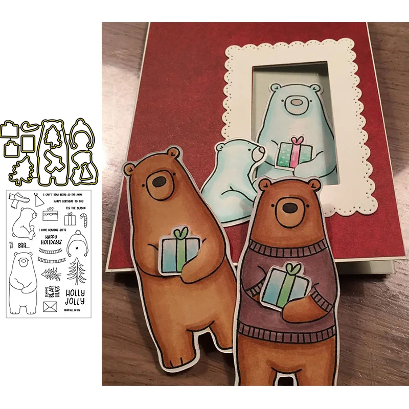 

Animal Bear Clear Stamps & Metal Cutting Dies for Scrapbooking and Card Making Paper Craft 2019 New die cuts