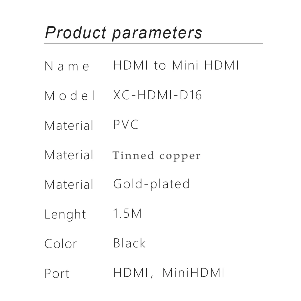 

HUIYOU HDMI-compatible cable 4K/60Hz 3D Mini HDMI to HDMI Cable Male to Male For GoPro Sony Projector Digital Screen Tvbox 1.5m