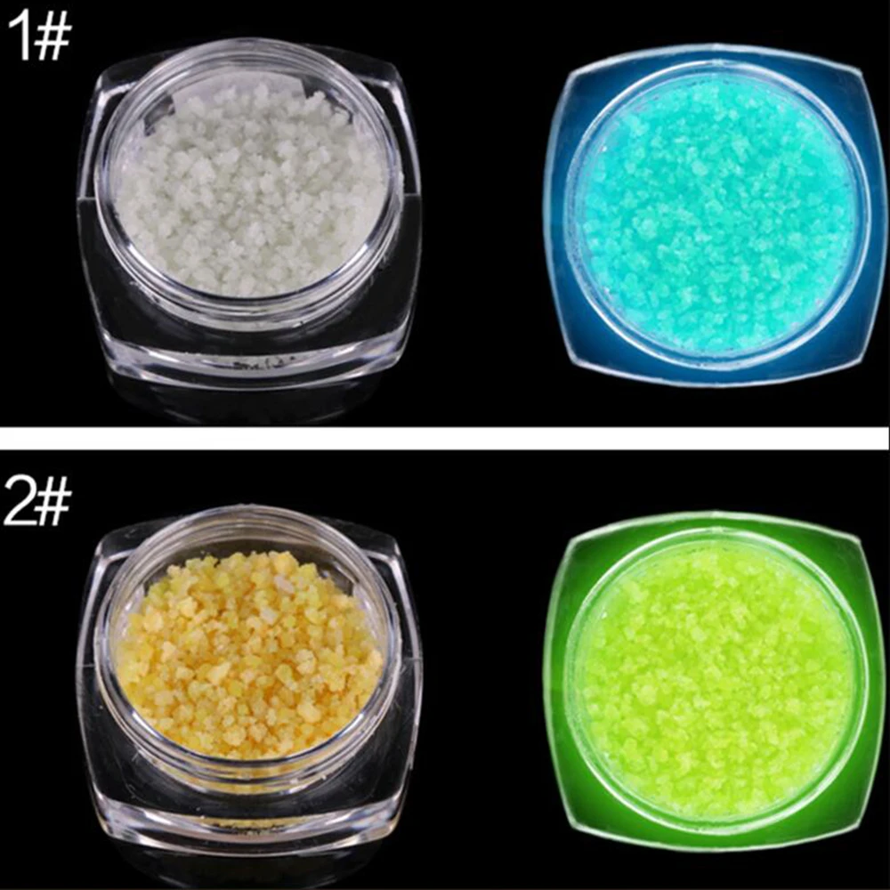 6 шт./упак. нейл арта люминесцентные светящиеся блестящий порошок песок светятся