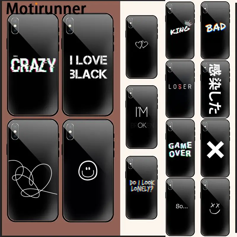 Чехол для телефона Motirunner с цветным текстом на черном фоне iPhone 11 pro XS MAX 8 7 6 6S Plus X 5 5S