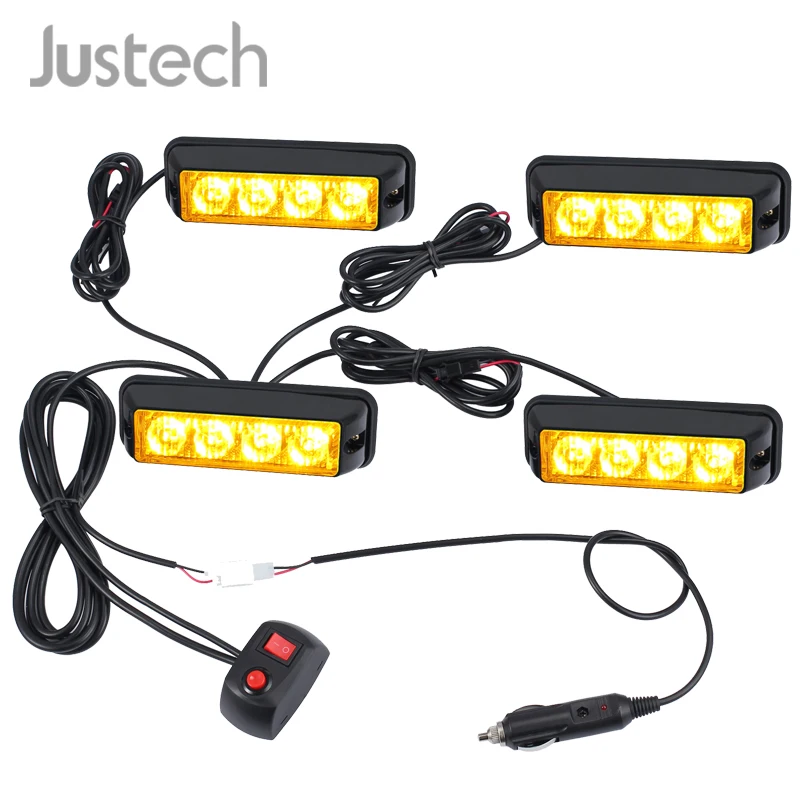 Justech 4 шт. светодиодный мигающий светильник 12 в восстановление стробоскоп решетка