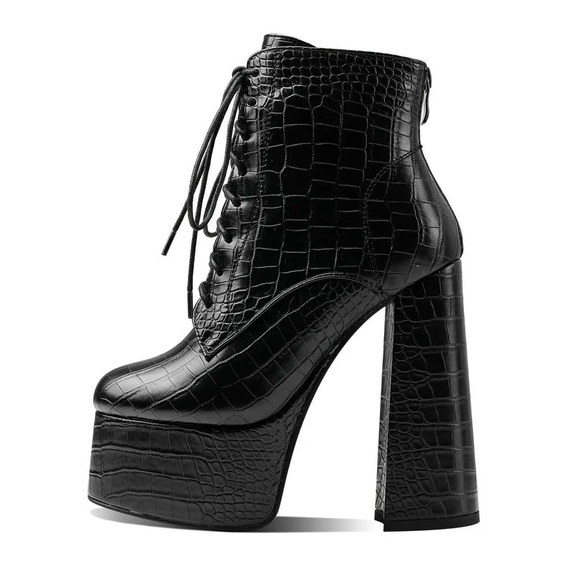 

2021 New Fashion Platform Women Boots Square High Heel Ankle Boots Motorcycle Boots Autumn Winter Plush Ladies Shoes