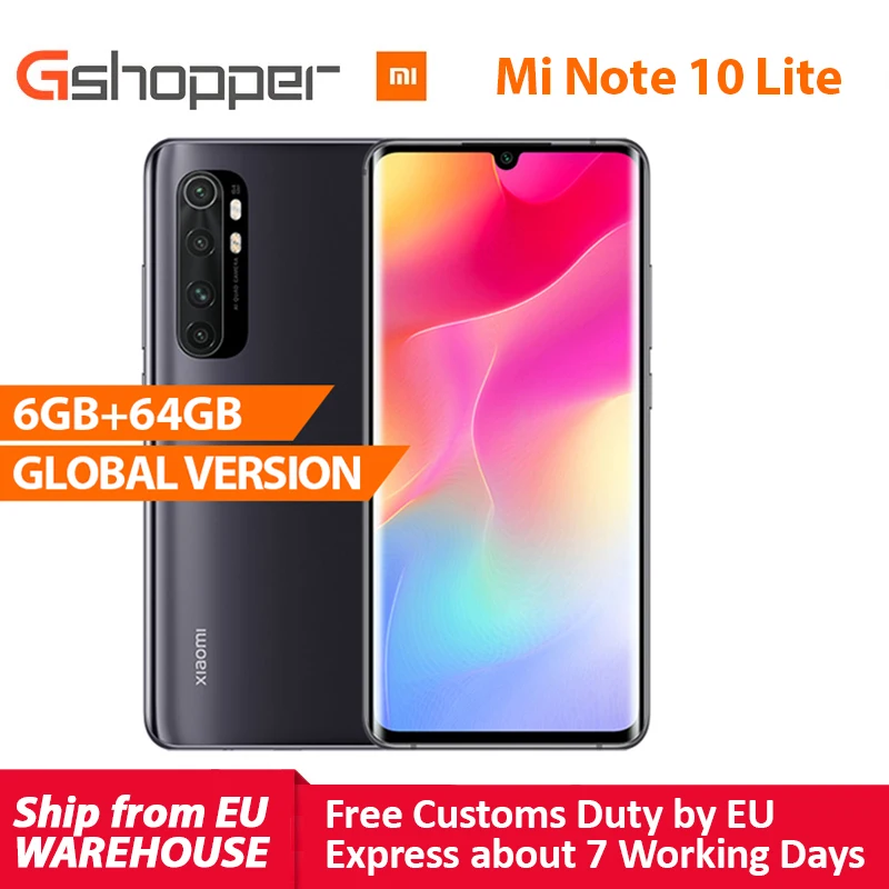 Глобальная версия Xiaomi Mi Note 10 Lite 6 ГБ 64 Гб Snapdragon 730G 64MP AI Quad камера