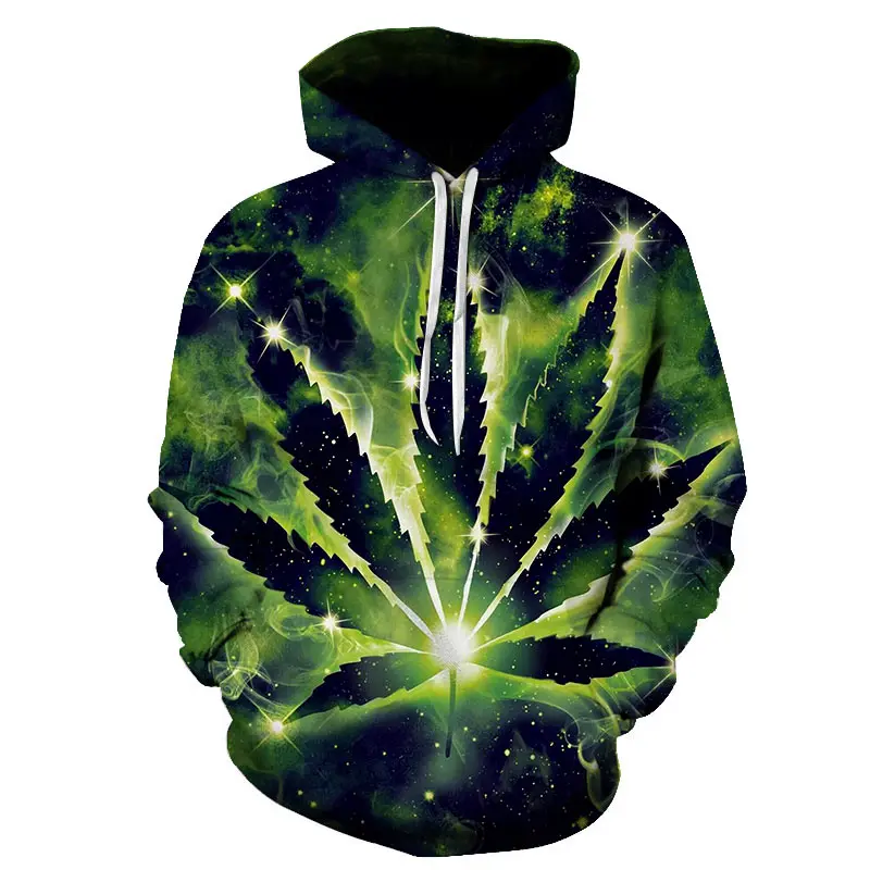 Новая галактика кленовый лист сорняков 3D печатная Женская толстовка с капюшоном