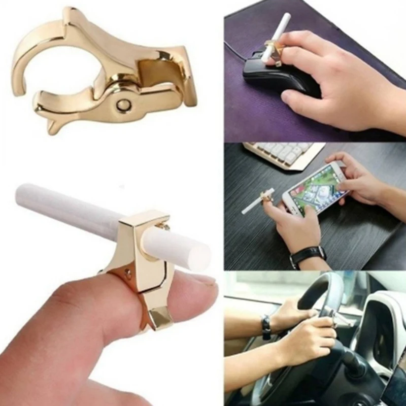 

Cigarette Holder Smoked Finger Ring Prevention Cigarette Organizer Creative Smoking Finger Ring Hand Rack For Male Gift
