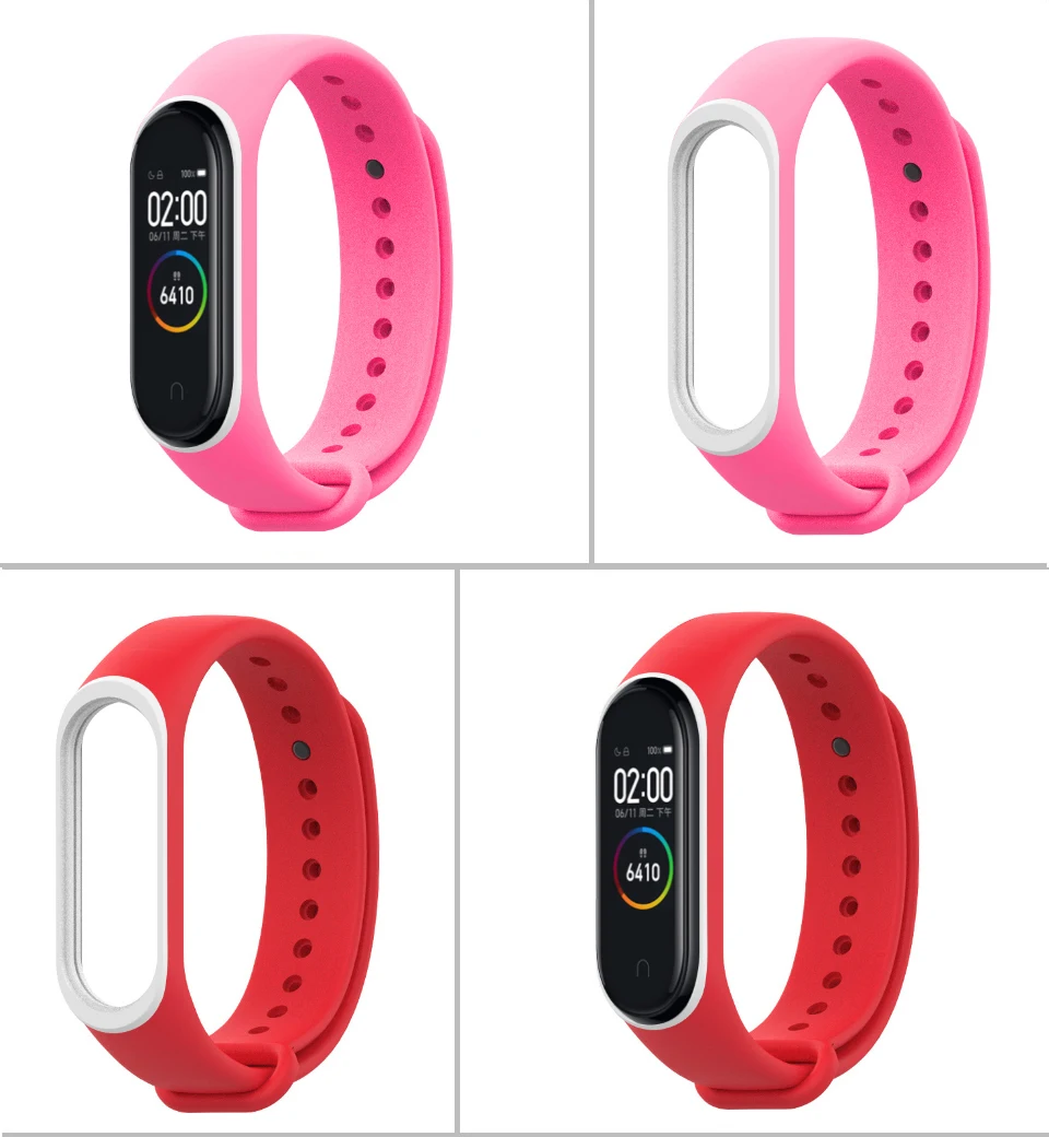 Для Xiaomi mi ремешок 4 ремешок силиконовый браслет для Xiaomi mi 4 аксессуары браслет mi Band 4 замена двойной цвет ремни