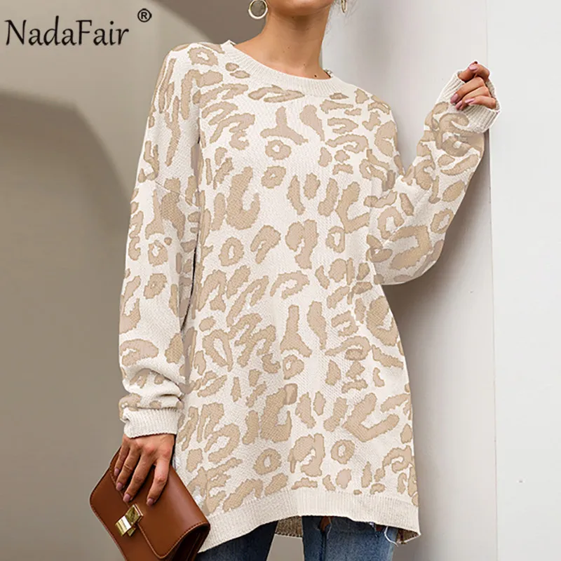 Женское теплое трикотажное платье Nadafair свободное Повседневное свитер размера