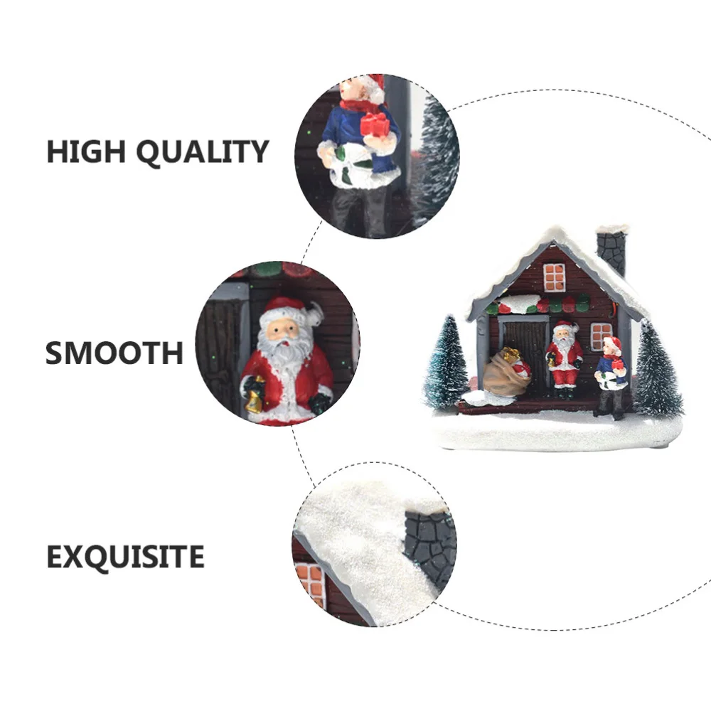 

1Pc Christmas LED Mini Resin House Ornament Micro House Decoration Xmas Supply