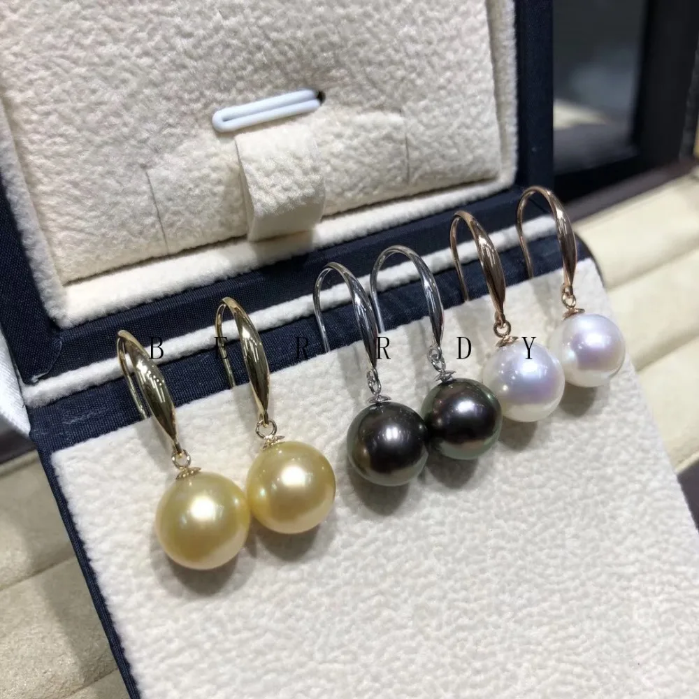 

Hot Real AU 750 18K Gold Earrings Mountings Findings Jewelry Mounts Settings Accessories Parts for Pearls Agate Coral
