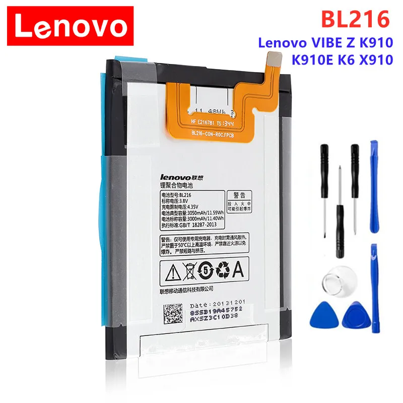 Lenovo оригинальный аккумулятор BL216 3050 мАч для VIBE Z K910 K6 X910 K910E BL 216 BL-216 высокого