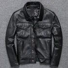 Доставка. Распродажа, мужская одежда в свободном стиле, повседневная куртка из воловьей кожи, черное пальто из натуральной кожи