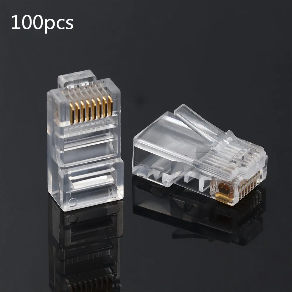 

RJ-45 CAT5 модульный сетевой разъем с прозрачными головками, покрытые кабелями Ethernet для кабеля Cat5 Cat5e Cat6