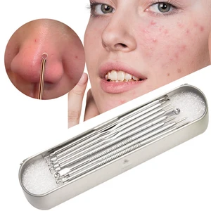 9 шт., уход за кожей лица, игла для удаления прыщей черных точек, из нержавеющей стали, набор инструментов для уборки