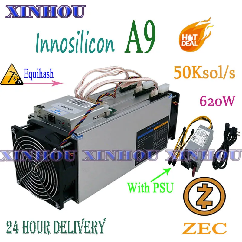 Б/у Asic шахтер Innosilicon A9 ZMaster 50k sol/s с 750w блок питания Equihash зедкэш ЗХ ZCL BTG горно лучше