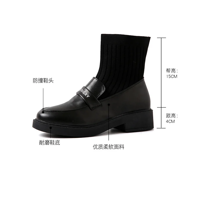 Демисезонные вязаные женские ботинки-носки 2020 обувь на платформе ботильоны