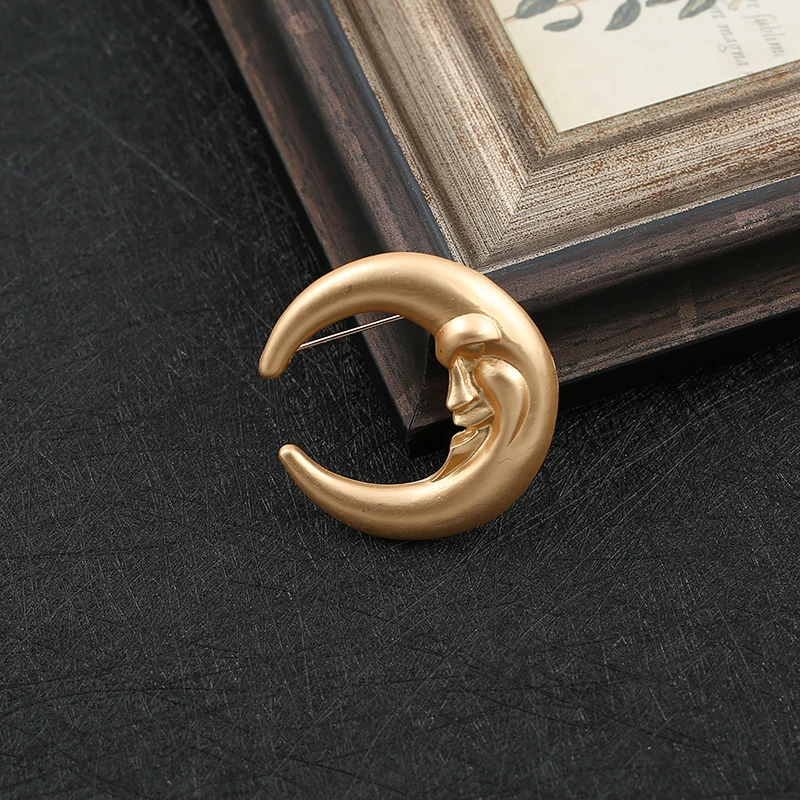 

Изогнутые Лунная брошь матовое золото матовая текстура брошь броши пальто плащ-пыльник кардиган женский лунный Бог