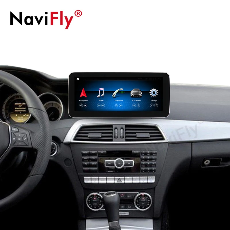 NaviFly Android 10 автомобильный DVD GPS для Mercedes benz C Class W204 C200 C260 C300 2011-2013 25 &quot1920*720 синяя
