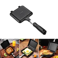 double sided sandwich frying pan non stick foldable sandwich maker pan with handles for bread toast waffle pancake