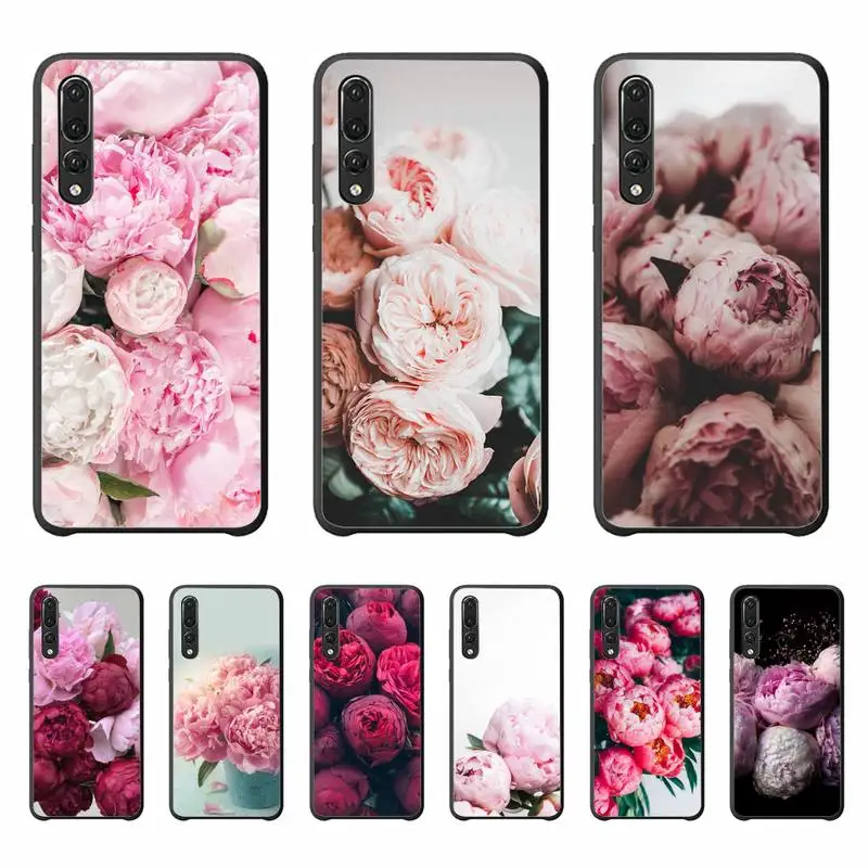 Maiyaca элегантный розовый фиолетовый пион цветок силиконовый черный чехол для
