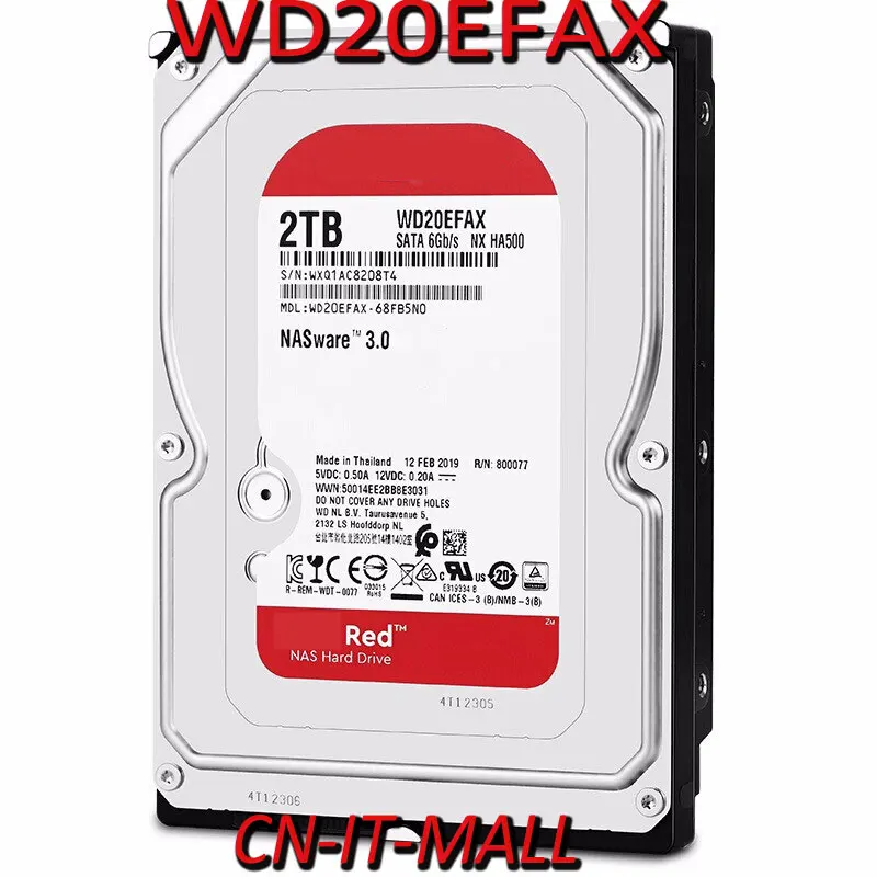 

3.5 WD20EFAX 2TB SATA 5400RPM SATA 6Gb/s 256M Cache 3.5" WD Red NAS Hard Drive
