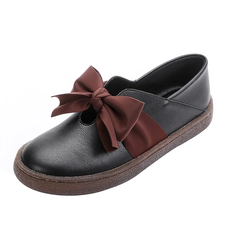 

Flat-bottomed loafers with bow-tie for women's new spring Korean edition