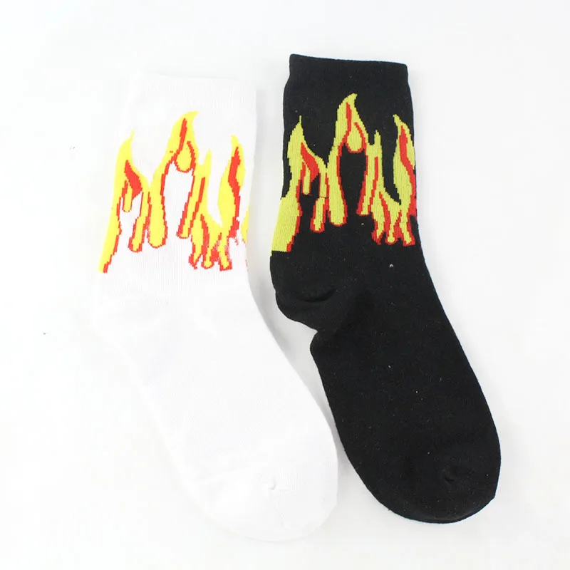 Хип хоп носки с пламенем Носки рисунком пламени мужские calcetines fuego красное пламя