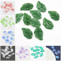 10pcs leaf petal shape 28x17mm lampwork glass loose pendants beads for jewelry making diy handmade crafts findings