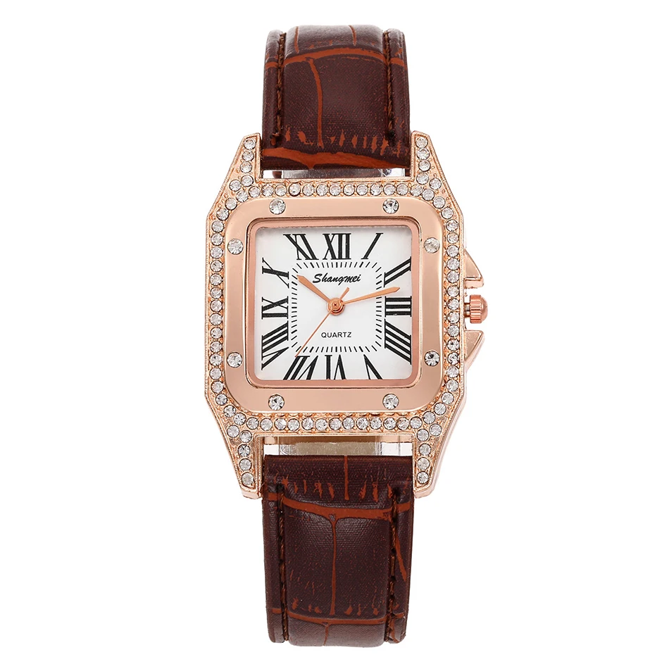 

2020 Montre femme Square Women Watches Luxury Diamond Roman Quartz Watch Ladies Black White Retro Leather Watch relogio feminino