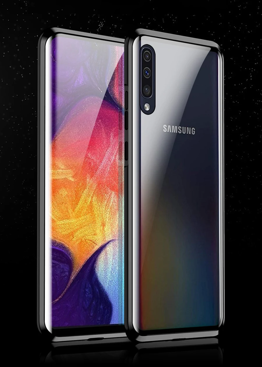 Магнитный чехол для samsung Galaxy A50 A40 A30 A20 A10 A60 A70 M30 M20 M10 A7 металлический корпус закаленное Стекло задняя крышка