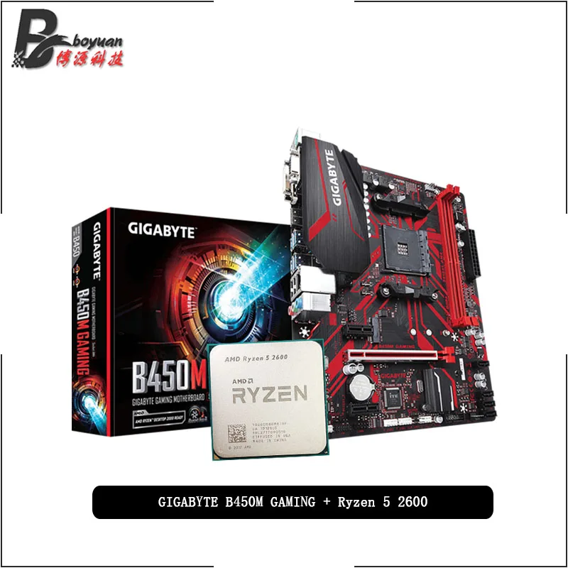 Игровая материнская плата AMD Ryzen 5 2600 R5 CPU + GA B450M с гнездом AM4 Motherbaord Suit Socket без
