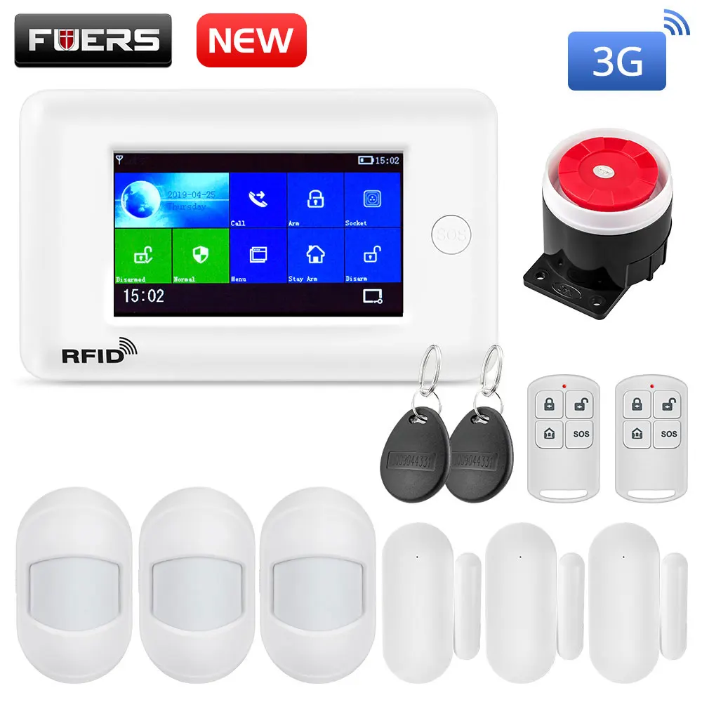 KIT 3 Fuers wifi 3g Умный дом Охранная сигнализация Мини PIR датчик движения Противоугонная система 4,3 дюймов цветной экран приложение дистанционное управление - Цвет: KIT 3