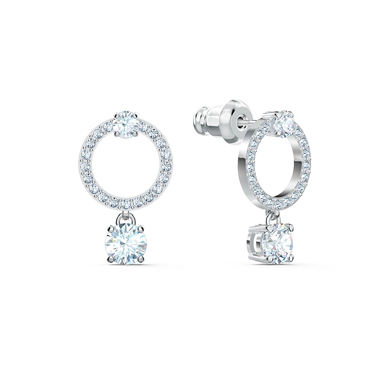 

Fashion Jewelry SWA Stud Earrings New ATTRACT Bright Round Pierced Earring Elements Round Pendant Crystal Ladies Jewelry Gift