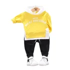 Новая осенняя одежда для малышей, детские толстовки с капюшоном для мальчиков, штаны для девочек, 2 шт.компл., Весенняя детская модная одежда для малышей, спортивная одежда с буквенным принтом