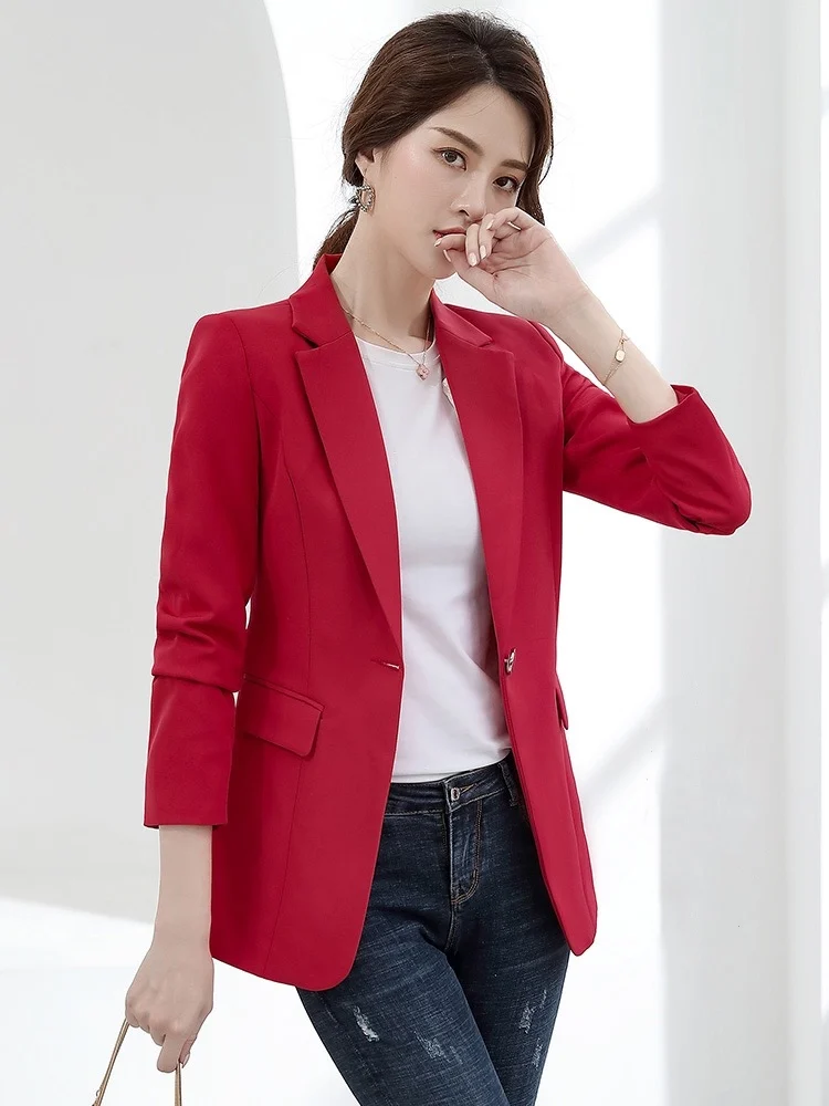 

Women Blazer Korea Casual Slim Blazers Jackets Work Coat Outerwear Fashion Autumn Career Female Jacket Office Lady