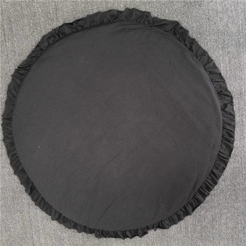 black Детский хлопковый круглый игровой коврик, коврики для ползания, коврик для детской комнаты, детский игровой коврик, декоративные коврики для детской комнаты, реквизит для фотосессии - Цвет: black