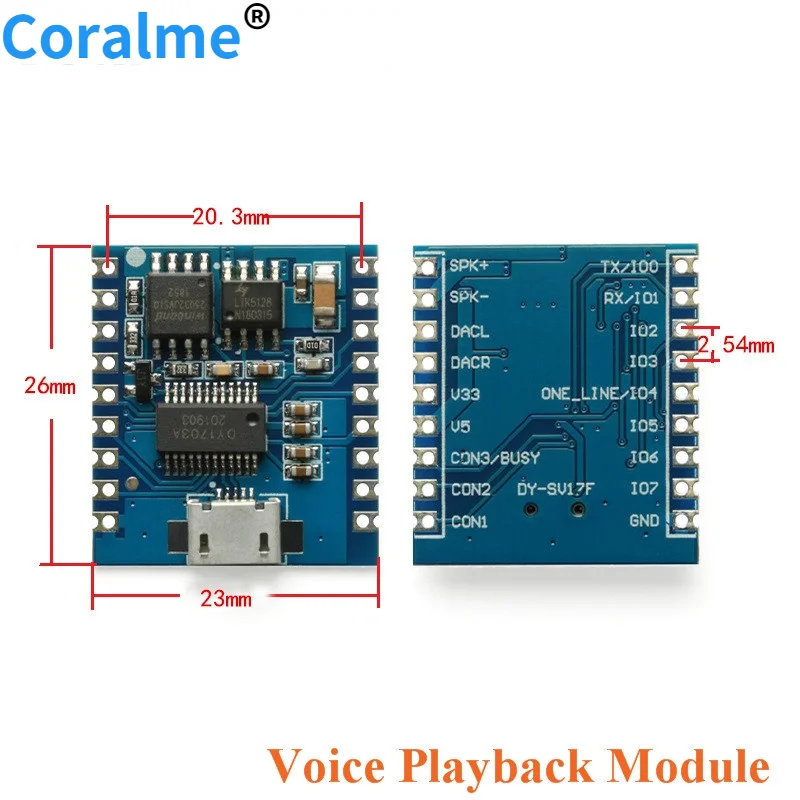 

MP3 Player Module Voice Module 4MB Voice Playback IO Trigger Serial Port Control USB Download FLash DY-SV17F