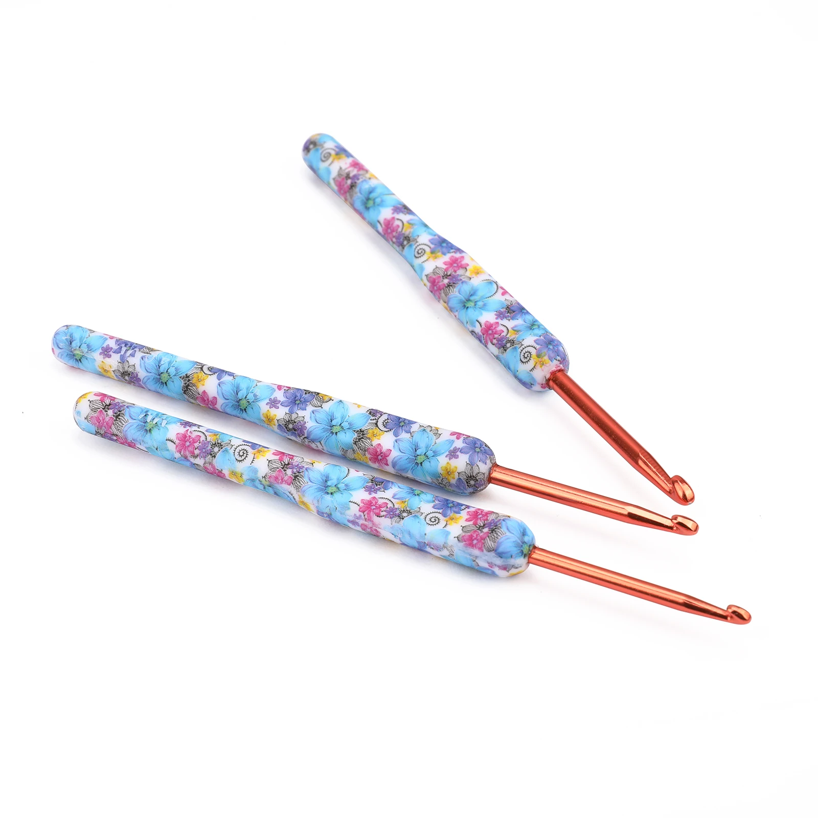 New Aluminum Crochet Hooks Blue Color Knitting Needles Flower 2.5-6.0MM Ergonomic Croche Set Sewing Accessories 2021 |