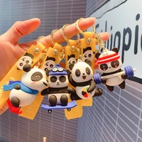 new panda keychain cute sports doll keyring chain car pendant crane machine stationery shop jewelry gift student bag accessories