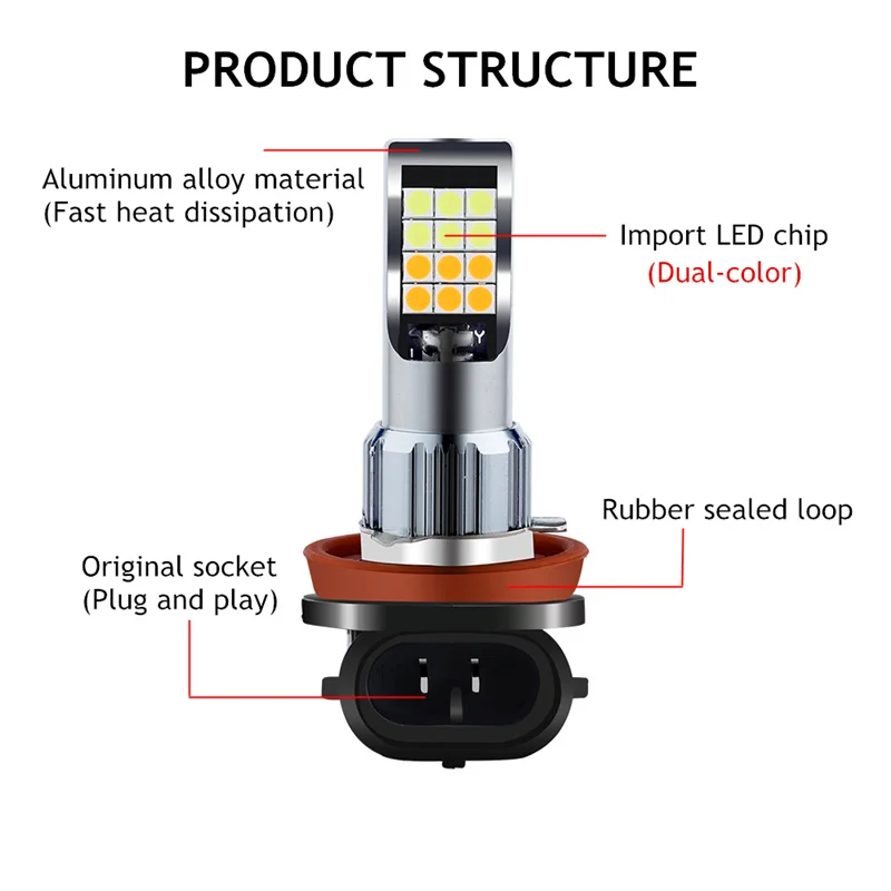 Комплект из 2 предметов H11 H8 Автомобильные светодиодные лампы дальнего света